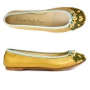 Meher KakaliaEmbroidered Leather Ballerina | BIZI BALLET – Classic lovato gold–olive gold | Meher Kakalia Footwear