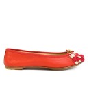 Meher KakaliaEmbroidered Leather Ballerina | BIZI BALLET – Classic red–red cream | Meher Kakalia Footwear