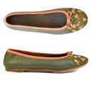Meher KakaliaEmbroidered Leather Ballerina | EDEN BALLET – Classic olive–khaki | Meher Kakalia Footwear