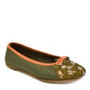Meher KakaliaEmbroidered Leather Ballerina | EDEN BALLET – Classic olive–khaki | Meher Kakalia Footwear