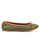 Meher KakaliaEmbroidered Leather Ballerina | EDEN BALLET – Classic olive–khaki | Meher Kakalia Footwear