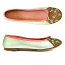 Meher KakaliaEmbroidered Leather Ballerina | EDEN BALLET – Classic sonic emerald–khaki | Meher Kakalia Footwear
