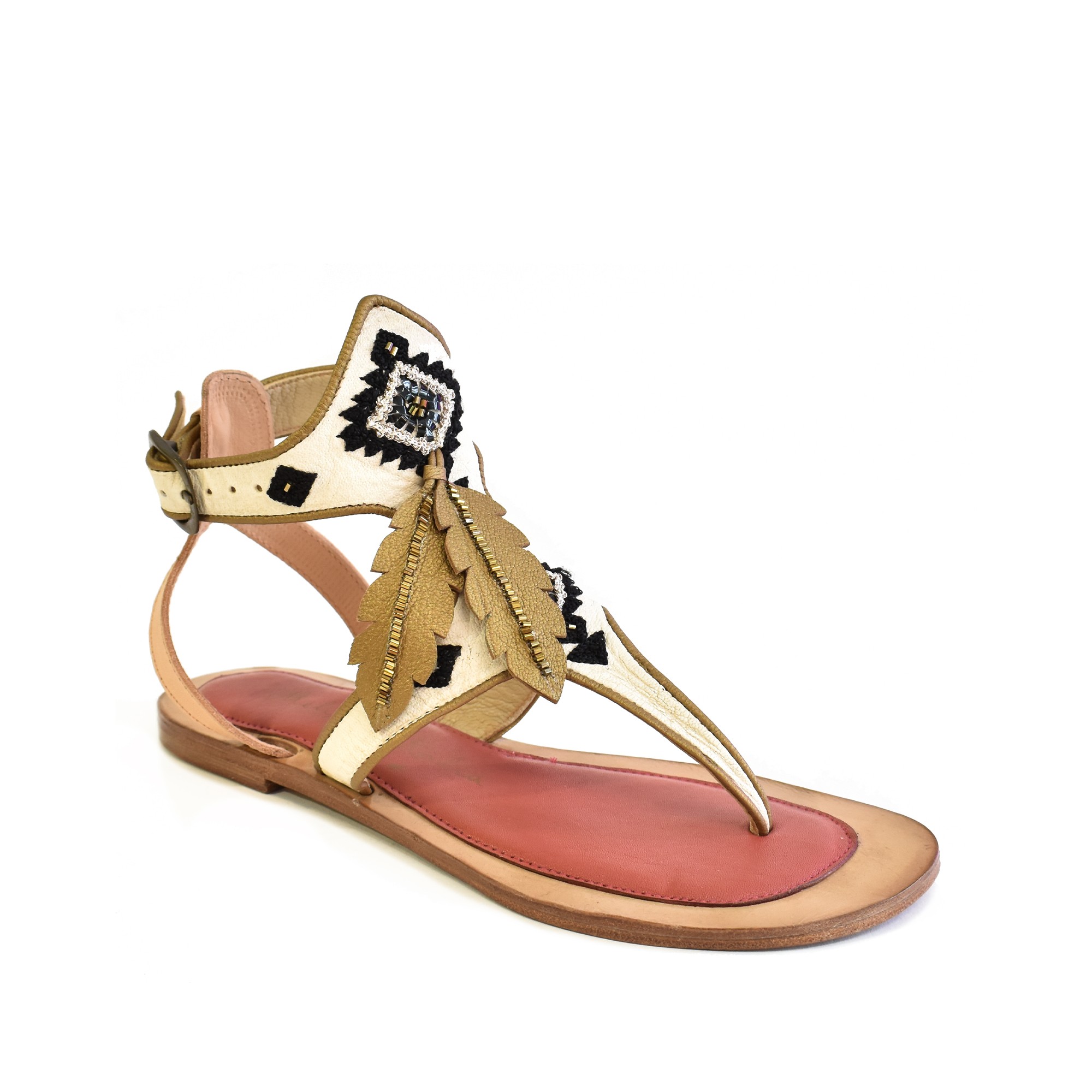 Meher Kakalia FLOWER MOON SANDAL – Regular Polar White | Embroidered Leather Sandals | Meher Kakalia Footwear