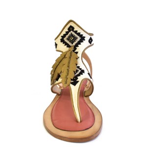 FLOWER MOON SANDAL – Regular Polar White | Embroidered Leather Sandals | Meher Kakalia Footwear