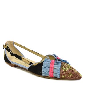 Embroidered Slingback Shoes | GRETA SLINGBACK td black beige-mudrose | Meher Kakalia Footwear