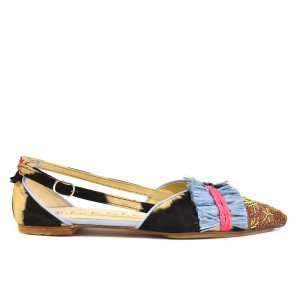 Embroidered Slingback Shoes | GRETA SLINGBACK td black beige-mudrose | Meher Kakalia Footwear