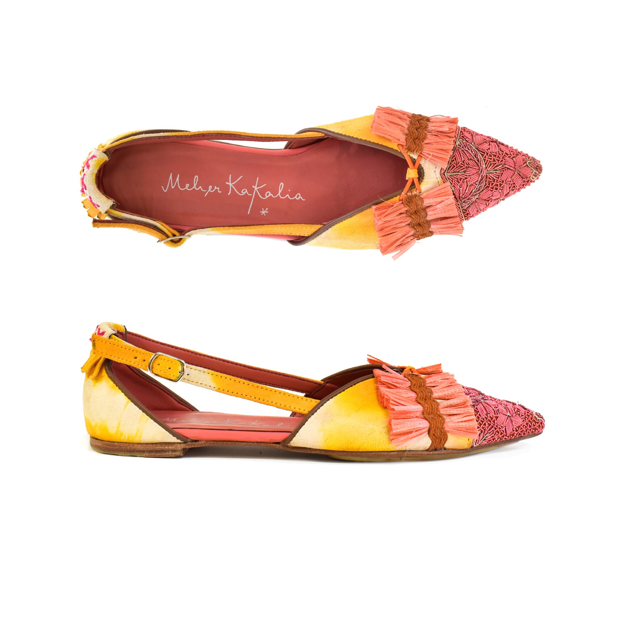 Meher Kakalia Embroidered Slingback Shoes | GRETA SLINGBACK td saffron–syrup | Meher Kakalia Footwear