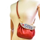 Meher KakaliaMeher Kakalia KIPLING ACCORDION BAG red-milk embroidered leather crossbody bag.
