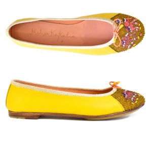 Meher Kakalia home KIPLING BALLET Canary-Ochre | Yellow Elephant Embroidered Ballerina Flats | Meher Kakalia Footwear
