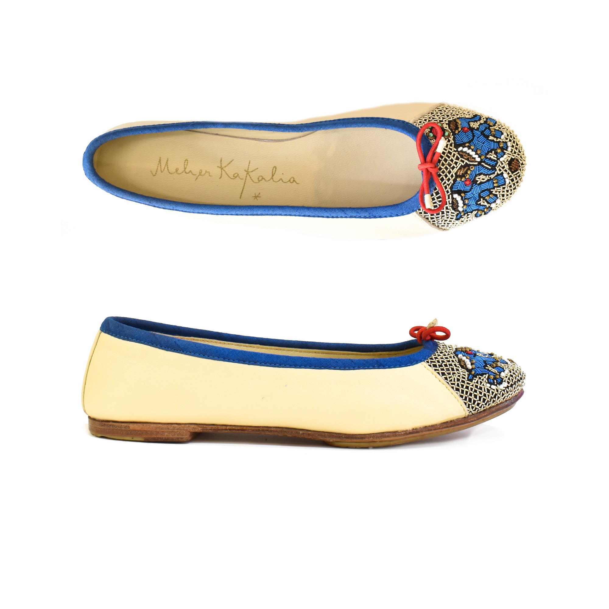 Meher Kakalia KIPLING BALLET Cream-Milk | Cream Elephant Embroidered Ballerina Flats | Meher Kakalia Footwear