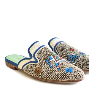 KIPLING MULE Magma White-Milk | Luxury White Embroidered Slide Shoes | Meher Kakalia