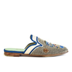 KIPLING MULE Magma White-Milk | Luxury White Embroidered Slide Shoes | Meher Kakalia