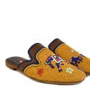 Meher KakaliaOrange embroidered slide slipper with elephant motif