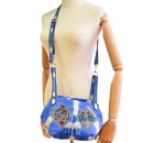 Meher KakaliaMeher Kakalia embroidered leather handbag in blue and ivory