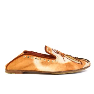 LUNA MOCCASIN – TD Khaki | Embroidered Tie-Dye Suede Moccasins | Meher Kakalia Footwear