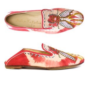 Meher Kakalia home LUNA MOCCASIN – TD Raspberry | Embroidered Tie-Dye Suede Moccasins | Meher Kakalia Footwear