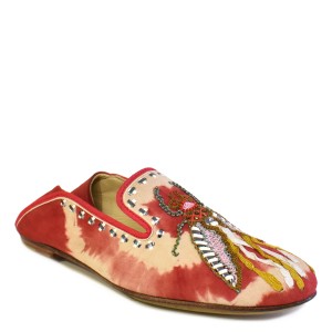 LUNA MOCCASIN – TD Raspberry | Embroidered Tie-Dye Suede Moccasins | Meher Kakalia Footwear