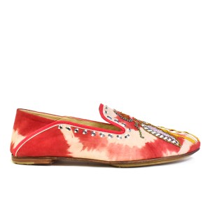 LUNA MOCCASIN – TD Raspberry | Embroidered Tie-Dye Suede Moccasins | Meher Kakalia Footwear