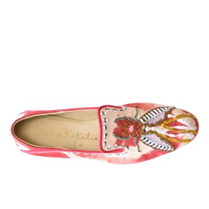 LUNA MOCCASIN – TD Raspberry | Embroidered Tie-Dye Suede Moccasins | Meher Kakalia Footwear