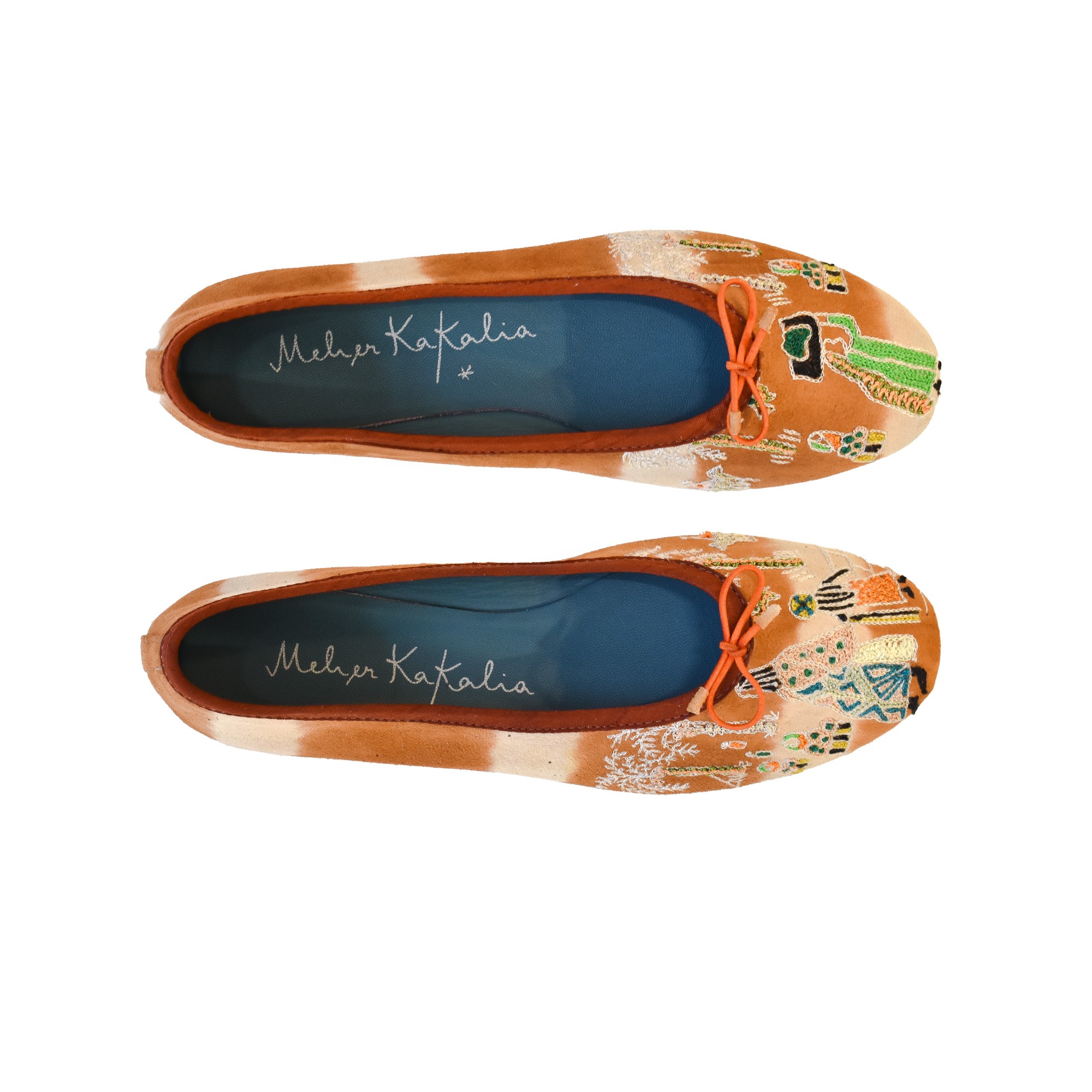 Meher Kakalia MARRAKESH BALLERINA TD Hawaiian Sands | Embroidered Leather Ballerina Flats | Meher Kakalia Footwear