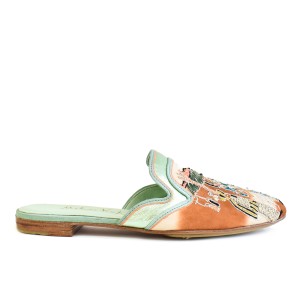 MARRAKESH MULE TD Hawaiian Sands | Embroidered Leather Slippers for Women | Meher Kakalia Footwear