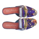 Meher KakaliaMARRAKESH MULE TD Yves Ivory | Blue Embroidered Leather Slipper | Meher Kakalia Footwear
