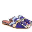 Meher KakaliaMARRAKESH MULE TD Yves Ivory | Blue Embroidered Leather Slipper | Meher Kakalia Footwear