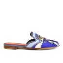 Meher KakaliaMARRAKESH MULE TD Yves Ivory | Blue Embroidered Leather Slipper | Meher Kakalia Footwear