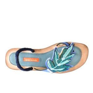 Embroidered Slingback Sandals | PALM SLING BACK td ivory blue-fiji | Meher Kakalia Footwear