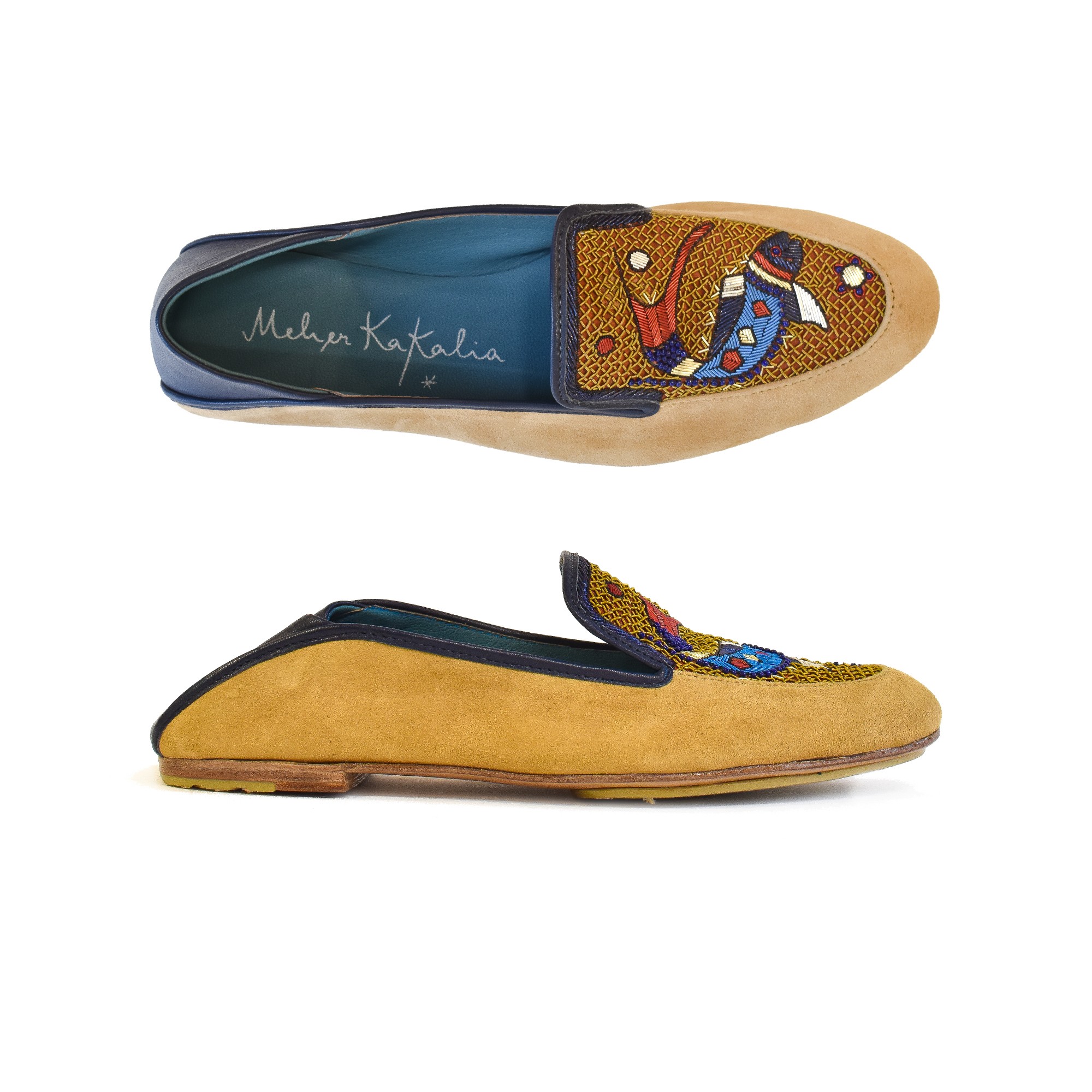 Meher Kakalia Suede Moccasins for Women | PISCES MOCCASIN Embroidered Leather Shoes | Meher Kakalia Footwear