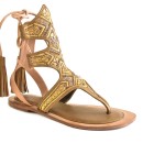 Meher KakaliaQUEEN CLIO SANDAL – Lovato Gold/Gold | Fully Embroidered Luxury Sandals | Meher Kakalia Footwear