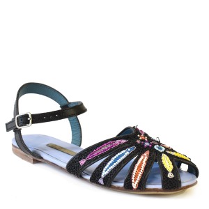 Black Embroidered Sandals for Women | QUEEN TAVIRA | Meher Kakalia