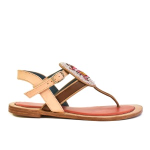 Embroidered Leather Sandals for Women | SCARAB SANDAL saddle-syrup | Meher Kakalia