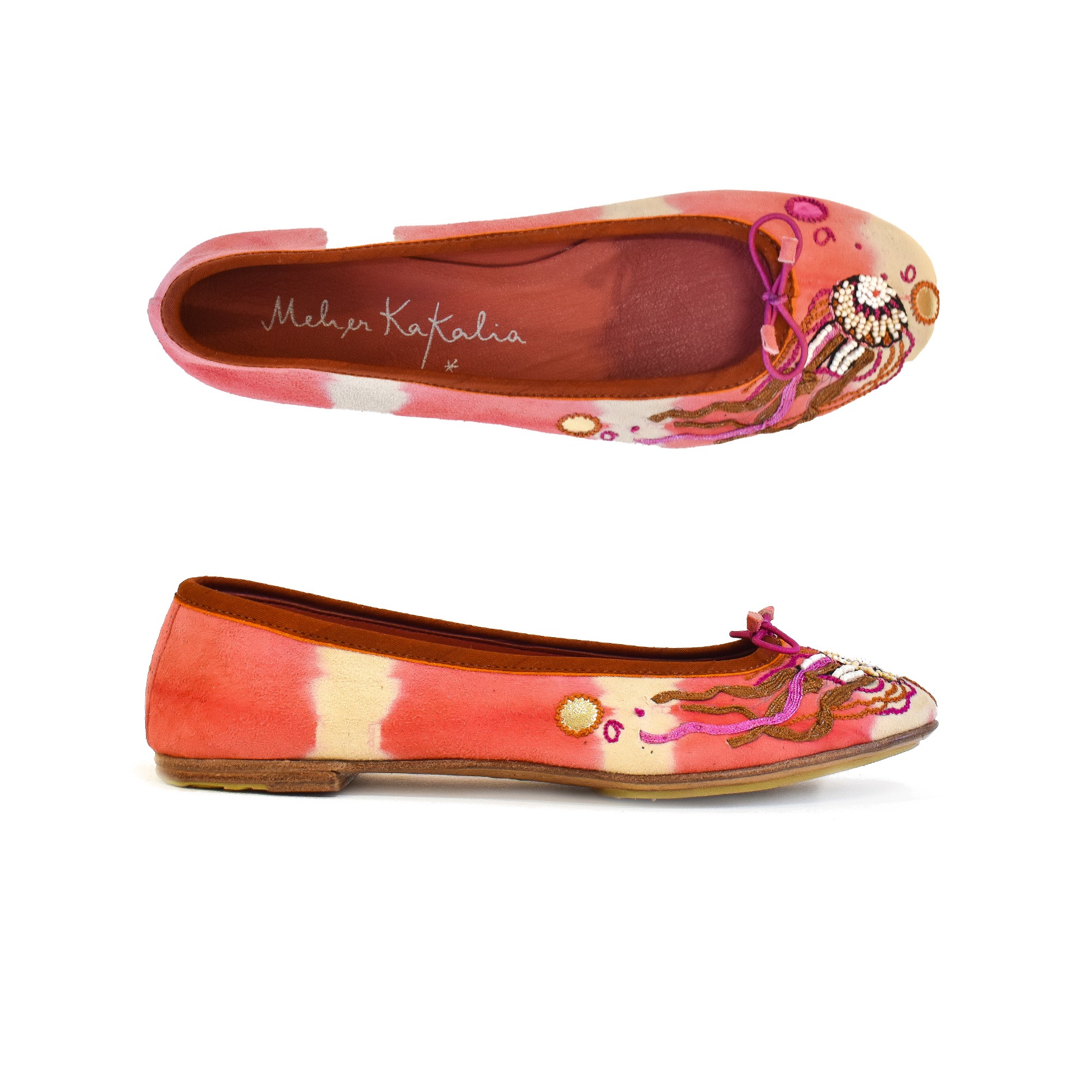 Meher Kakalia Women’s Ballet Flats | TETHYS BALLET Pink Embroidered Flats | Meher Kakalia