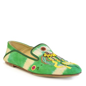 Women’s Moccasins | TETHYS MOCCASIN Green Tie-Dye Suede | Meher Kakalia
