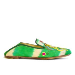 Women’s Moccasins | TETHYS MOCCASIN Green Tie-Dye Suede | Meher Kakalia