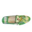 Meher KakaliaEmbroidered green leather moccasins for summer wear