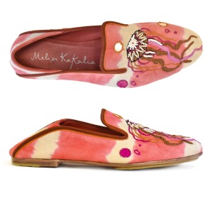 Meher Kakalia home TETHYS MOCCASIN pink tie-dye suede moccasins | Meher Kakalia