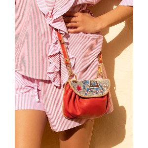 KIPLING ACCORDION BAG Red-Milk | Red Leather Embroidered Bag | Meher Kakalia