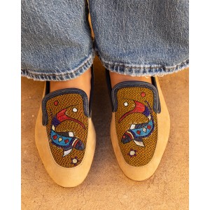 Suede Moccasins for Women | PISCES MOCCASIN Embroidered Leather Shoes | Meher Kakalia Footwear