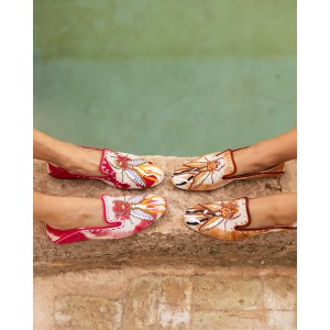 LUNA MOCCASIN – TD Raspberry | Embroidered Tie-Dye Suede Moccasins | Meher Kakalia Footwear